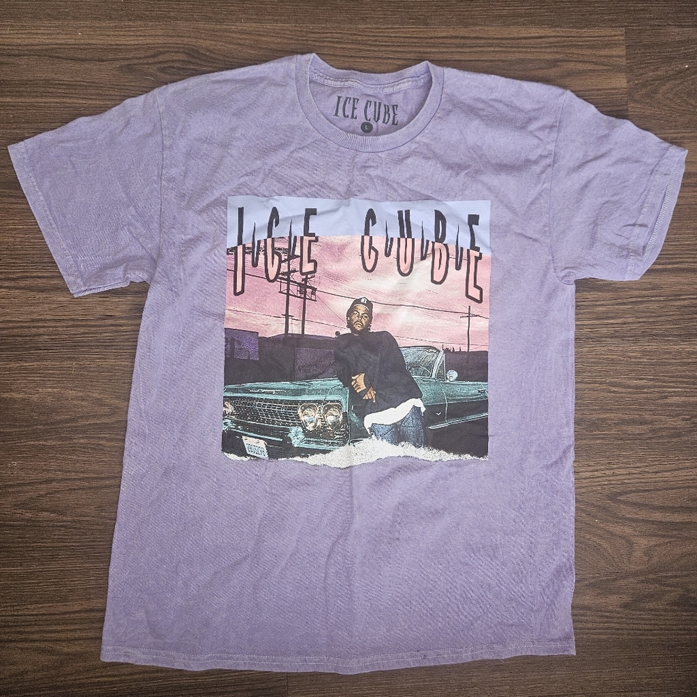 Ice Cube NWA 80s 90s Retro Purple Graphic Tee Licensed Hip Hop Rap Shirt L Large